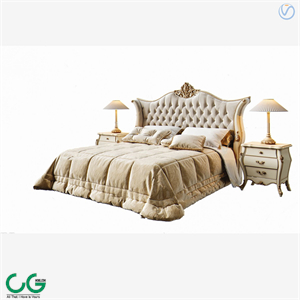 European style fabric double bed 3d model
